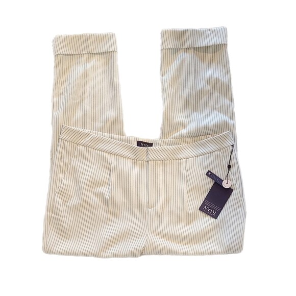 NYDJ Lift & Tuck Ivory Pinstripe Pleated Cropped Dress Pants, Size 16, NWT $139 - Picture 5 of 9